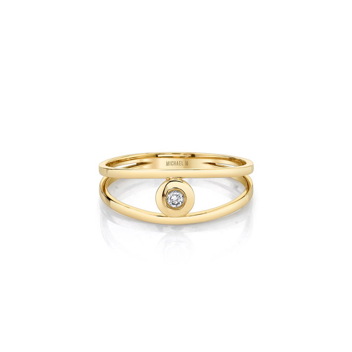 Michael M. Bezel Center Diamond Open Ring In Yellow Gold 14K