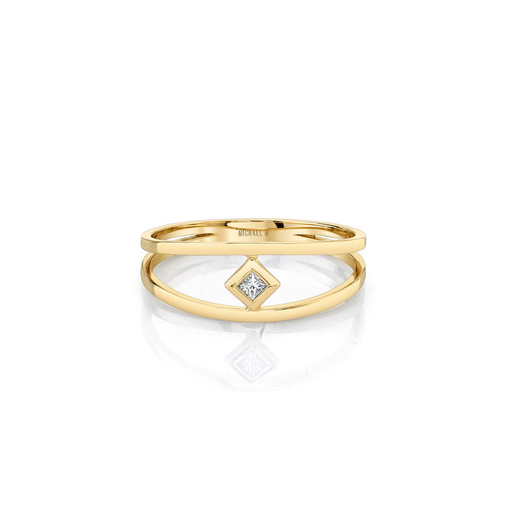 Michael M. Princess-Cut Center Diamond Open Ring In Solid 14K Yellow Gold