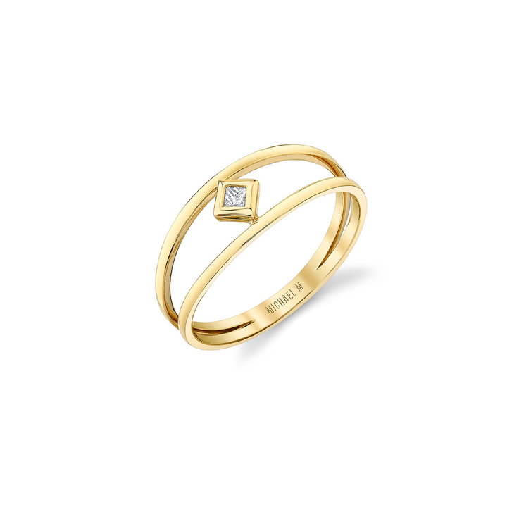 Michael M. Princess-Cut Center Diamond Open Ring In Solid 14K Yellow Gold