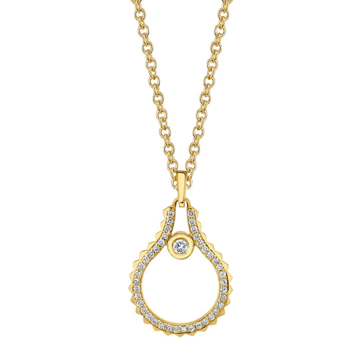 Michael M. Bezel Diamond Pyramid Pendant Necklace In Solid 14K Yellow Gold
