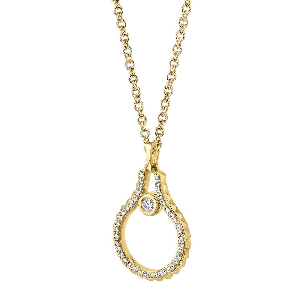 Michael M. Bezel Diamond Pyramid Pendant Necklace 1