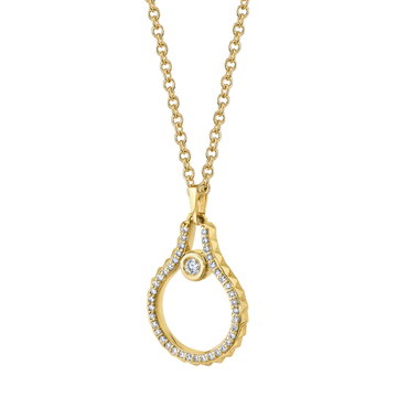 Michael M. Bezel Diamond Pyramid Pendant Necklace In Solid 14K Yellow Gold