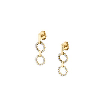 Michael M. Double Circle Diamond Earrings In Solid 14K Yellow Gold