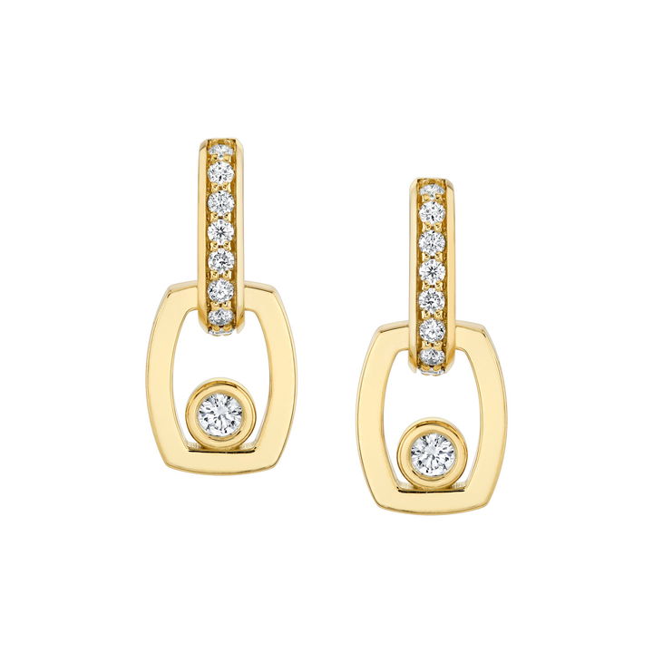 Michael M. Bezel Diamond Drop Link Earrings In Yellow Gold 14K