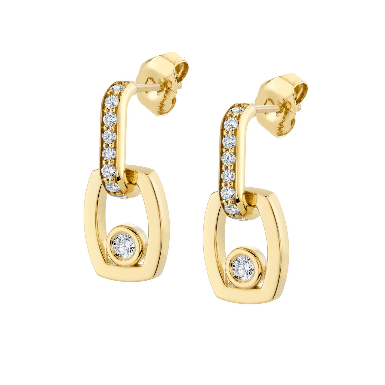 Michael M. Bezel Diamond Drop Link Earrings 1