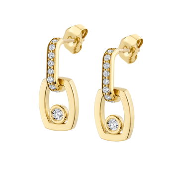 Michael M. Bezel Diamond Drop Link Earrings In Yellow Gold 14K