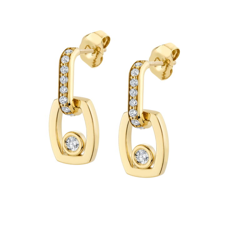 Michael M. Bezel Diamond Drop Link Earrings In Yellow Gold 14K