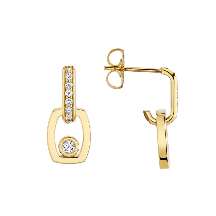 Michael M. Bezel Diamond Drop Link Earrings In Yellow Gold 14K