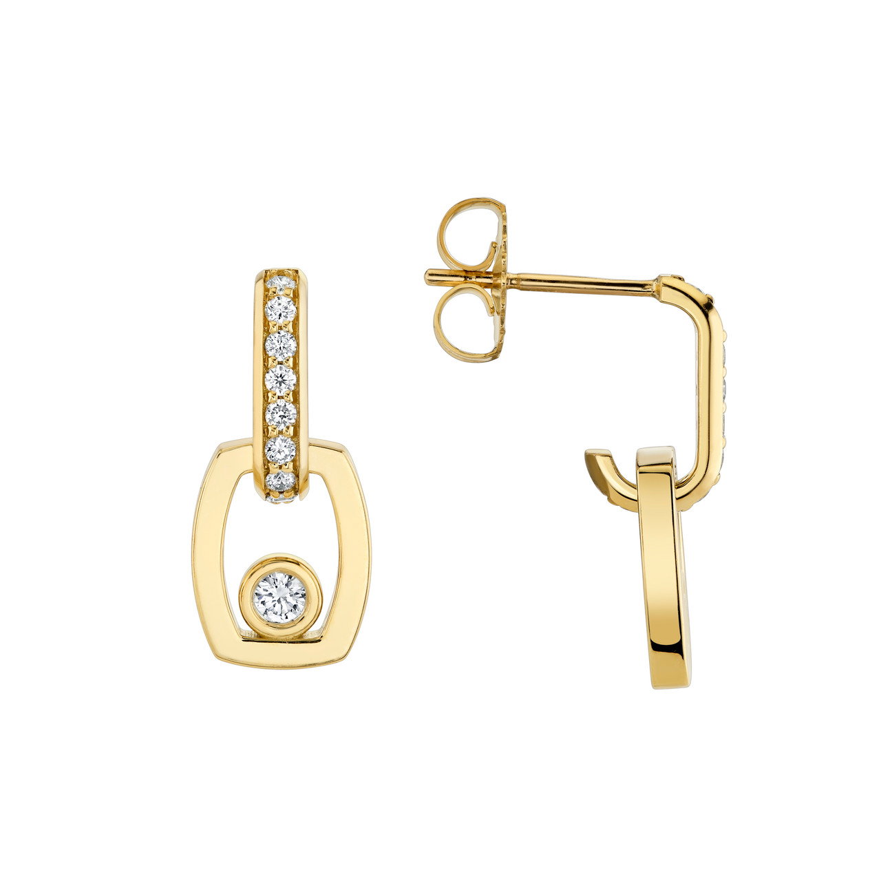 Michael M. Bezel Diamond Drop Link Earrings 2