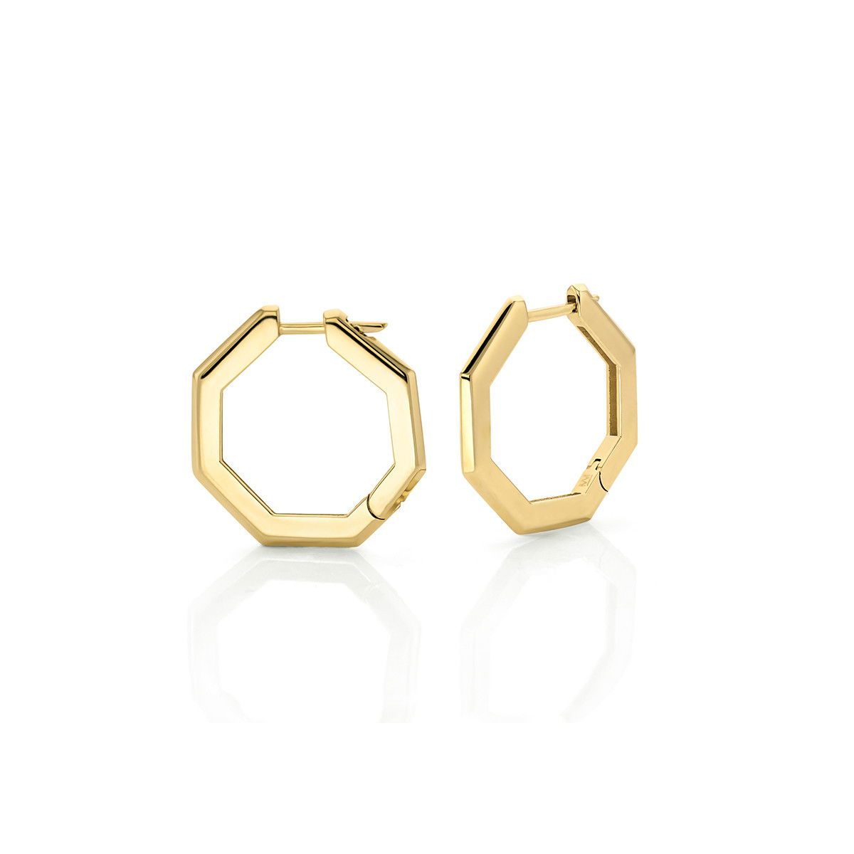Michael M. Large Octagon Hoop Gold Earrings