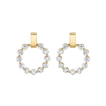 Michael M. Round Diamond Circle Bar Earrings In Yellow Gold 14K