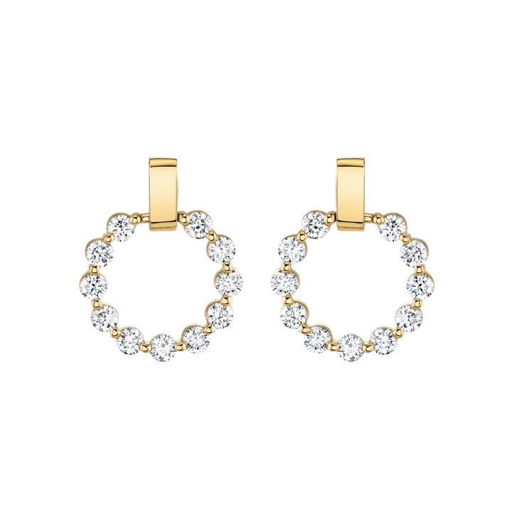 Michael M. Round Diamond Circle Bar Earrings In Yellow Gold 14K