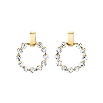 Michael M. Round Diamond Circle Bar Earrings In Solid 14K Yellow Gold