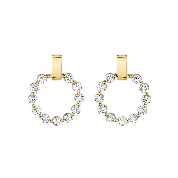 Michael M. Round Diamond Circle Bar Earrings In Solid 14K Yellow Gold