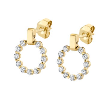 Michael M. Round Diamond Circle Bar Earrings In Solid 14K Yellow Gold