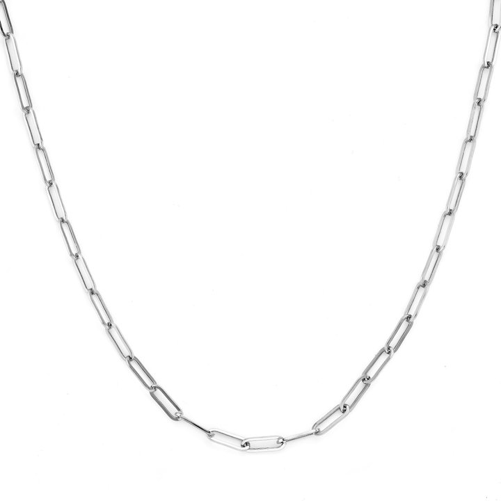 Michael M. Paperclip Chain Necklace (16 inch) In Solid 14K White Gold