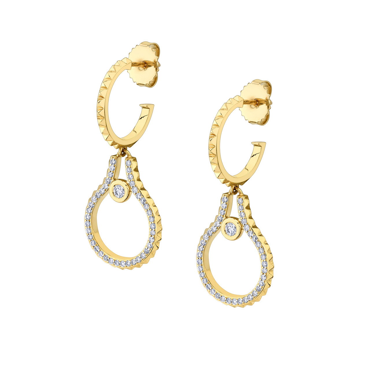 Michael M. Bezel Diamond Pyramid Dangle Earrings 0