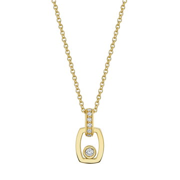 Michael M. Bezel Diamond Drop Link Necklace In Solid 14K Yellow Gold