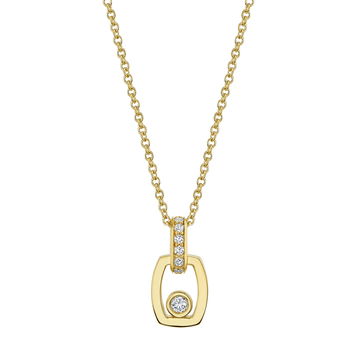 Michael M. Bezel Diamond Drop Link Necklace In Yellow Gold 14K
