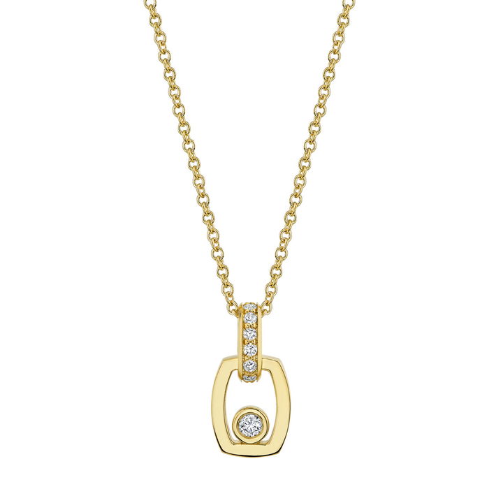 Michael M. Bezel Diamond Drop Link Necklace In Yellow Gold 14K