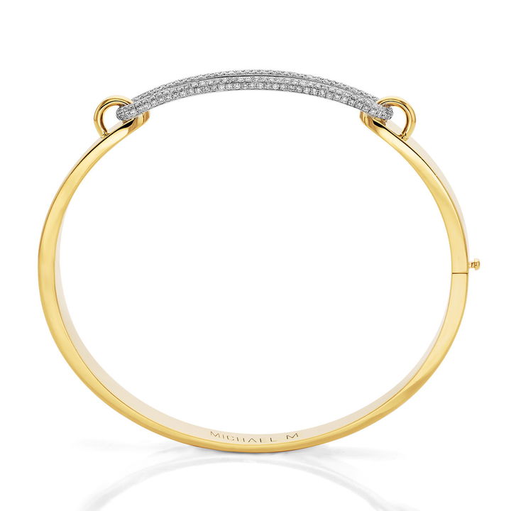 Michael M. Pave Link Gold Bangle Bracelet In White And Yellow Gold 14K