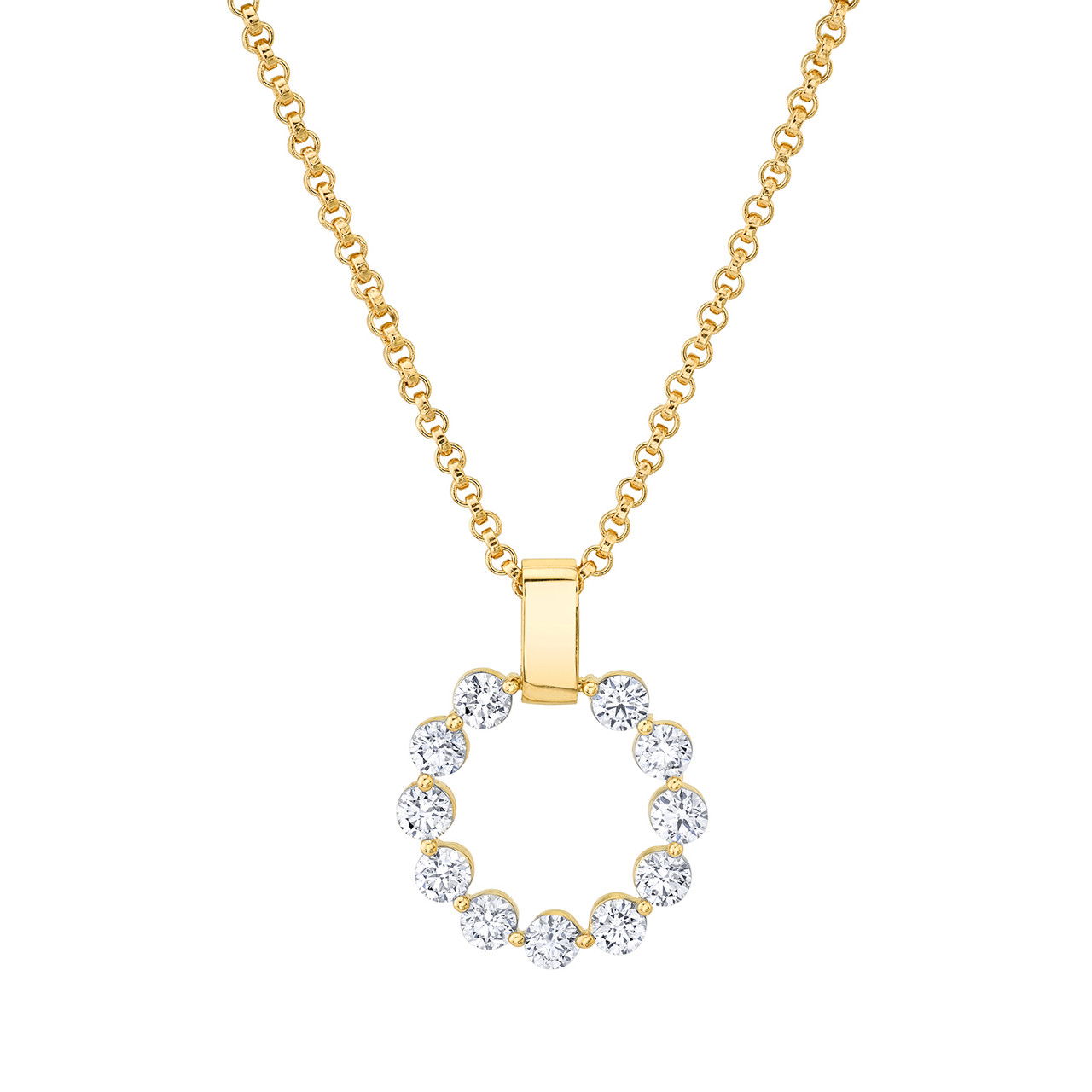 Michael M. Yellow Gold Diamond Circle Pendant Necklace