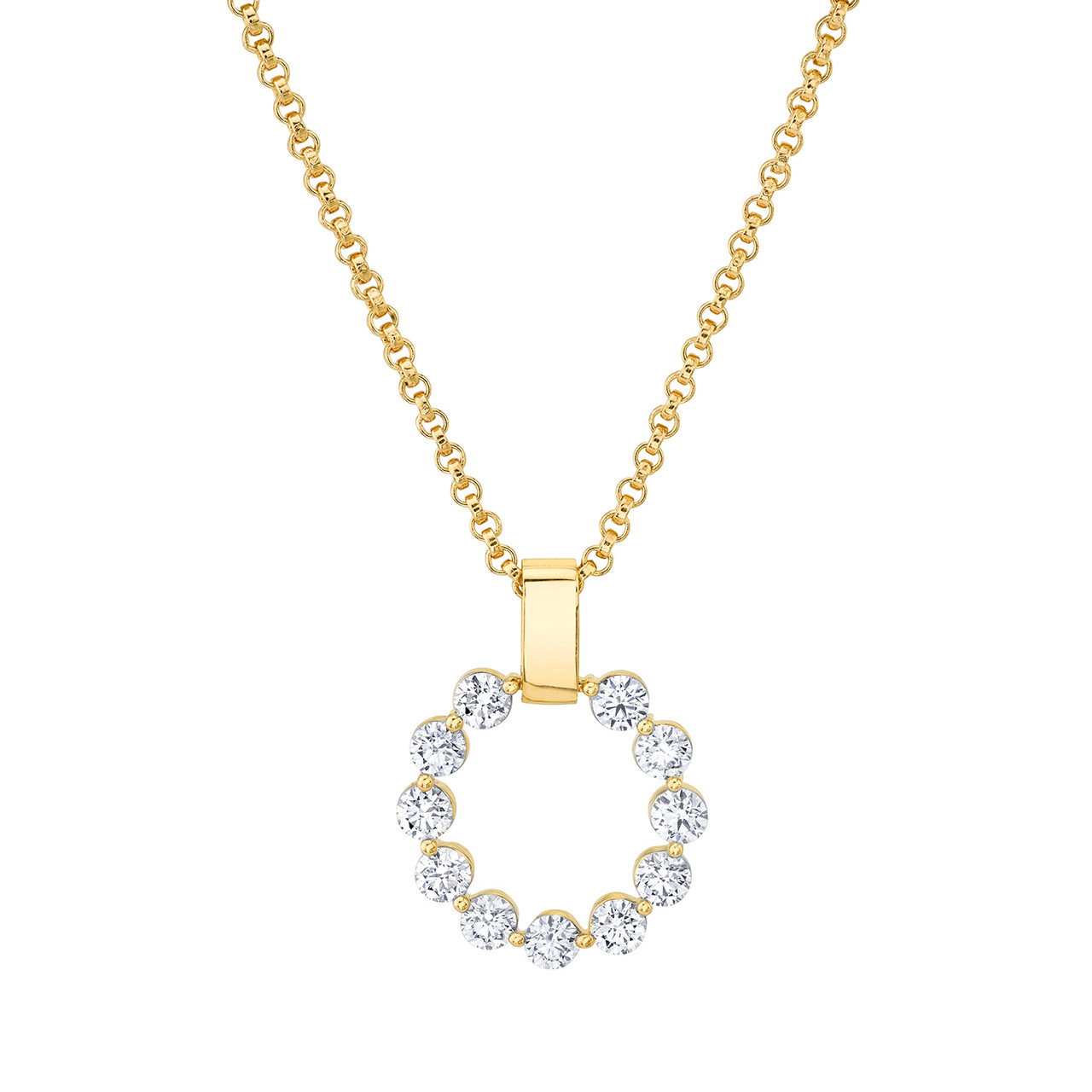 Michael M. Yellow Gold Diamond Circle Pendant Necklace 0