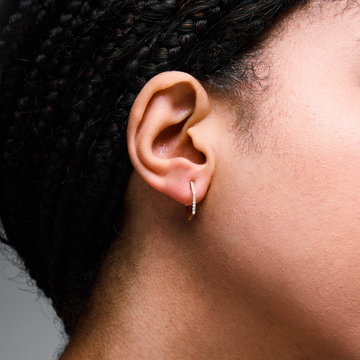 Diamond Hexagon Hoop Earrings In Yellow Gold 14K
