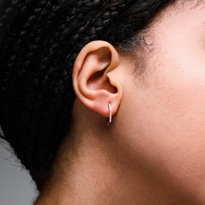Diamond Hexagon Hoop Earrings In Yellow Gold 14K