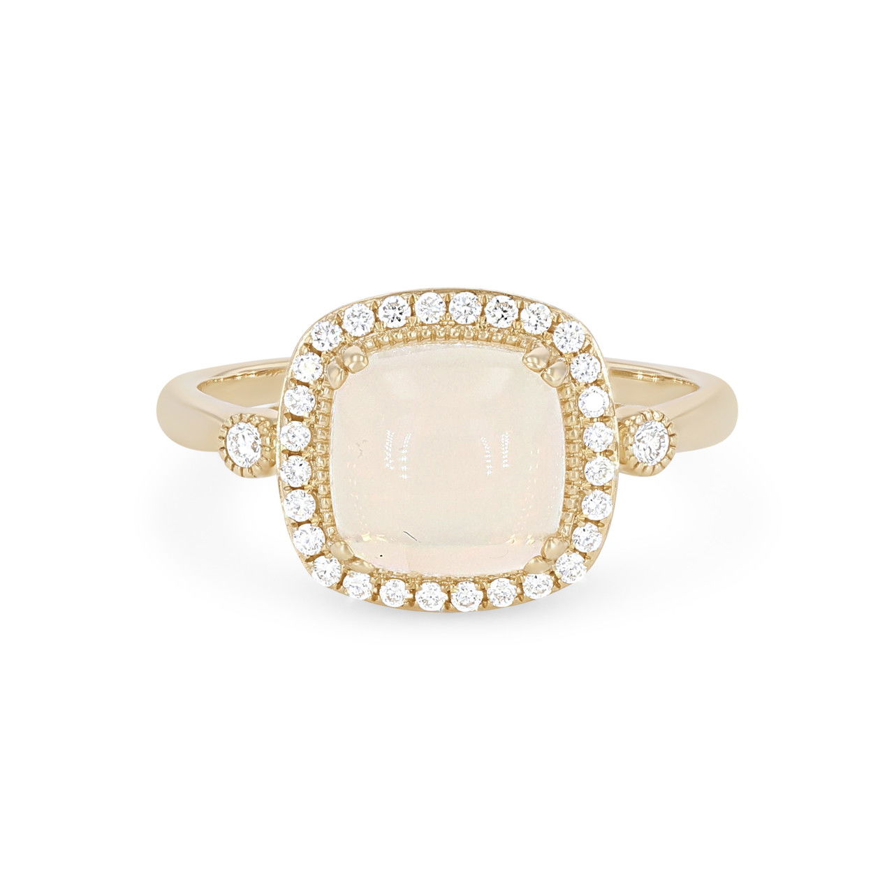 Opal and Diamond Milgrain Halo Ring