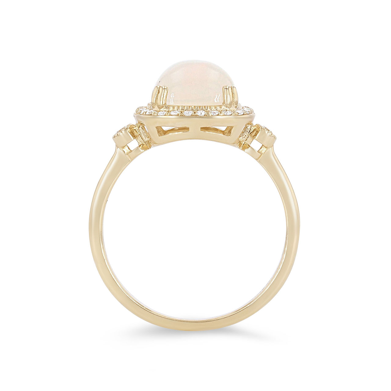 Opal and Diamond Milgrain Halo Ring