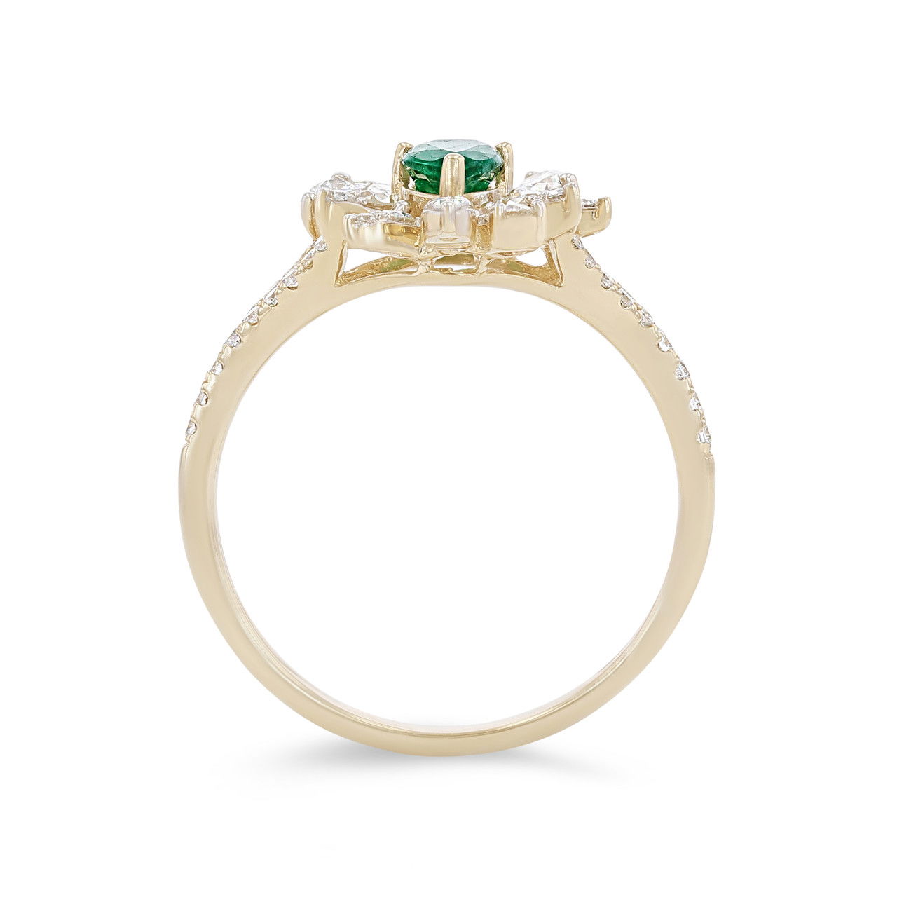 Emerald and Diamond Abstract Halo Ring