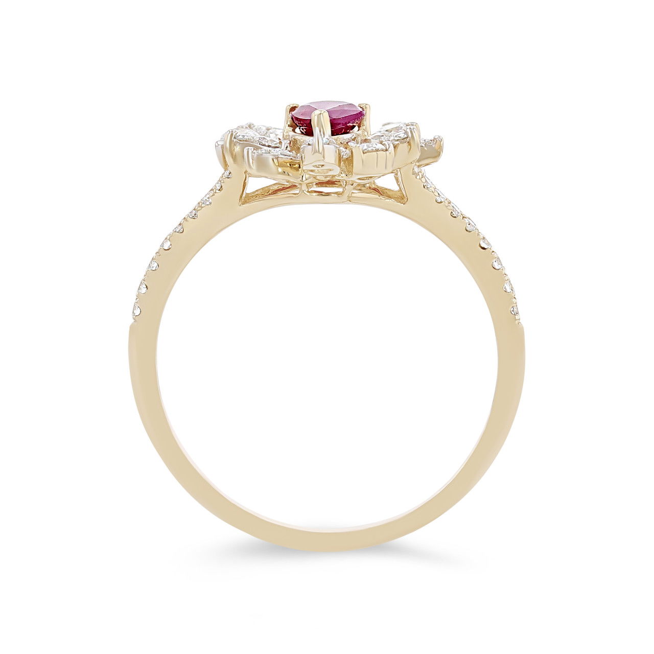 Ruby and Diamond Abstract Halo Ring