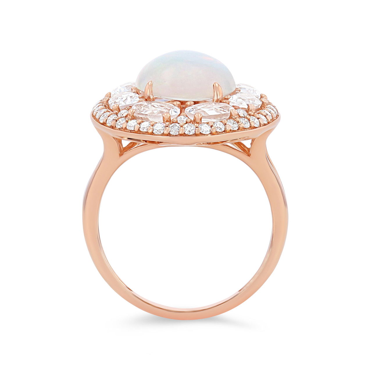 Opal and Morganite Halo Ring