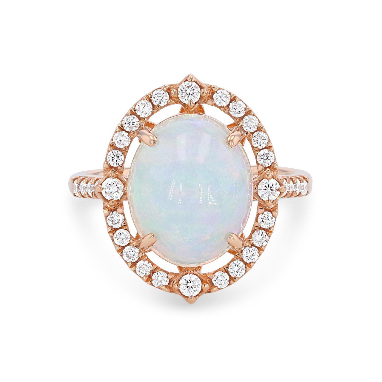 Opal and Diamond Oval Vintage Halo Ring