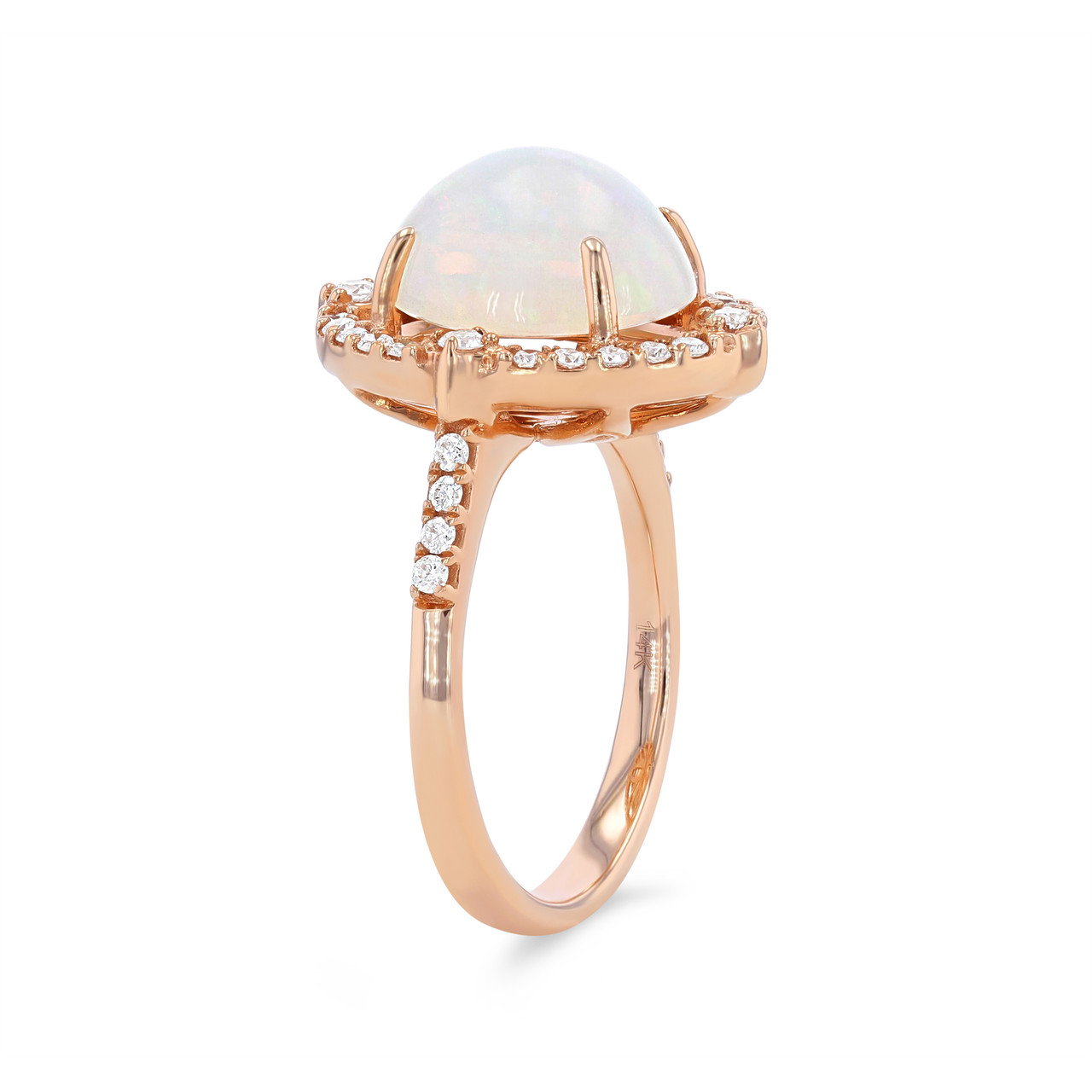 Opal and Diamond Oval Vintage Halo Ring