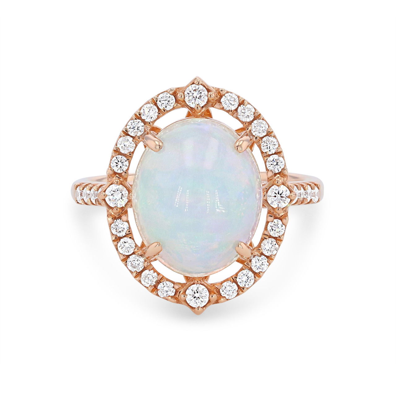 Opal and Diamond Oval Vintage Halo Ring