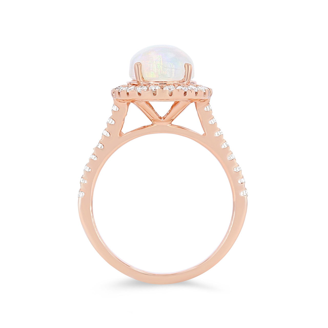 Opal and Diamond Oval Halo Ring