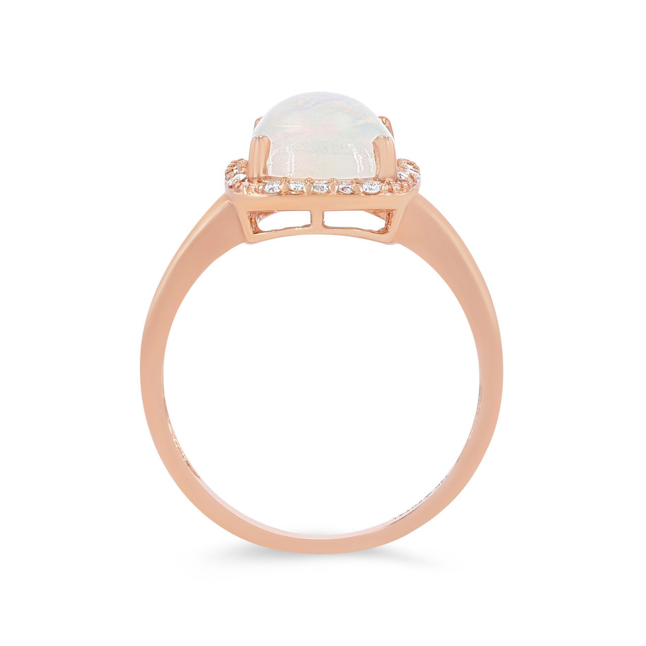 Opal and Diamond Cushion Halo Ring