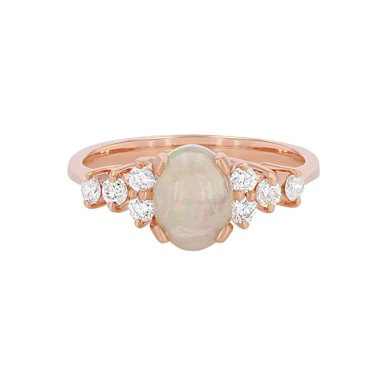 Opal and Diamond Accented Ring