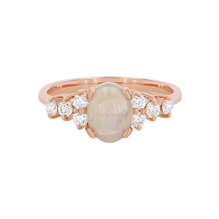 Opal and Diamond Accented Ring In Rose Gold 14K