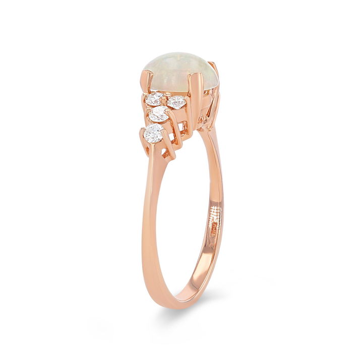 Opal and Diamond Accented Ring In Rose Gold 14K