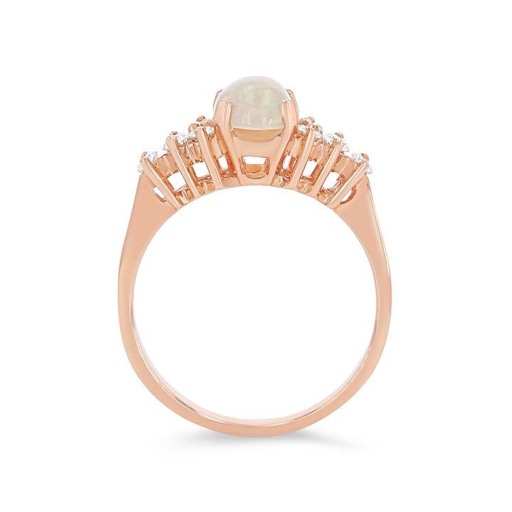 Opal and Diamond Accented Ring In Rose Gold 14K