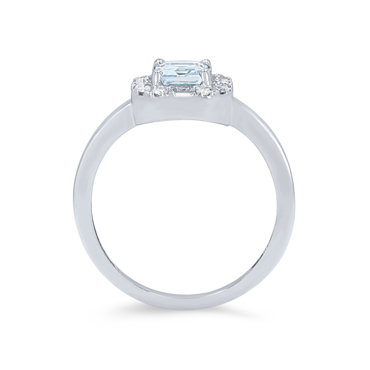 Aquamarine and Mixed Diamond Halo Ring