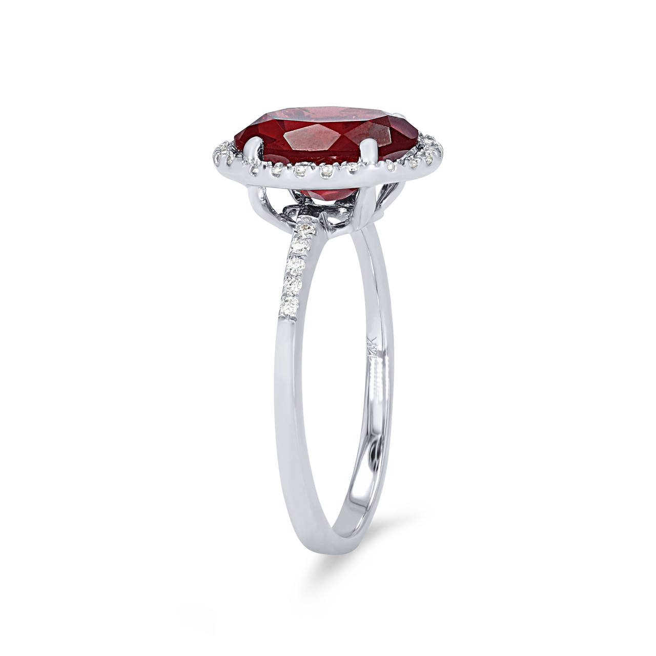 Garnet and Diamond Oval Halo Ring