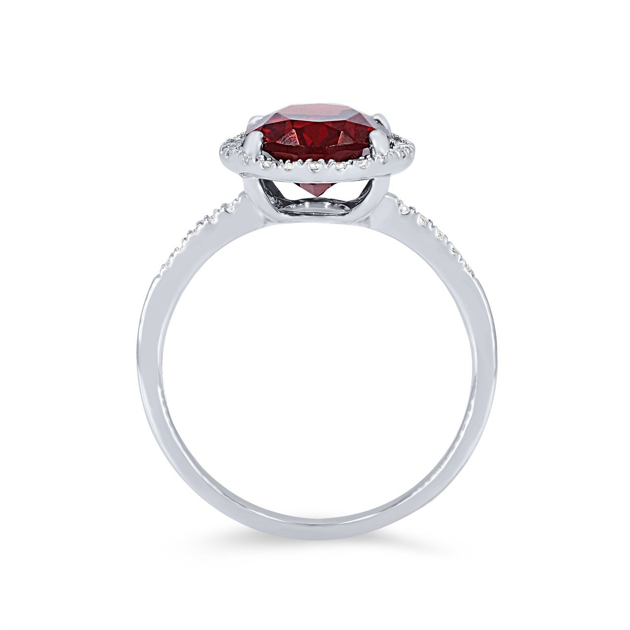 Garnet and Diamond Oval Halo Ring