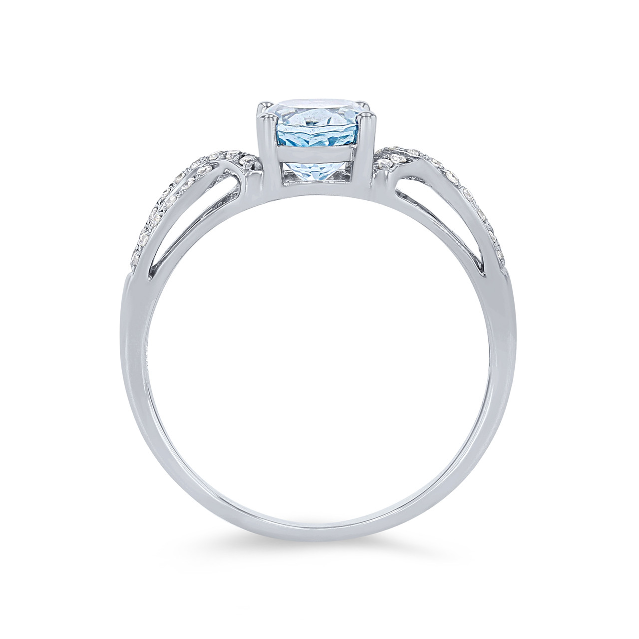 Aquamarine and Diamond Twist Ring
