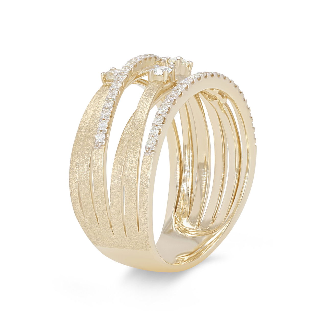 Multirow Diamond Matte Ring