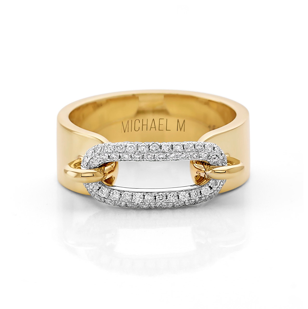 Michael M. Pave Diamond Link Gold Band 0