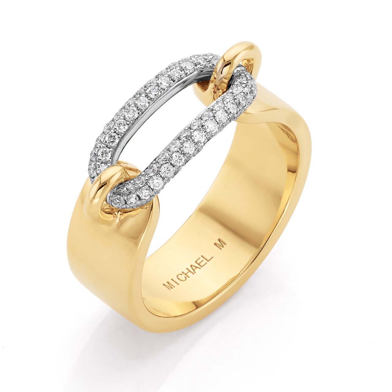Michael M. Pave Diamond Link Gold Band 1